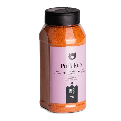 BBQ KING - Pork Rub 570 Gr Pack, Dry Rub Bbq Pork Ideal für Barbecue und Grill, Küchengewürzset 100% Made in Italy, Gewürzmischung für Schweinefleisch, Lamm oder Gemüse von BBQ KING SPICES ARE ALWAYS THE SECRET