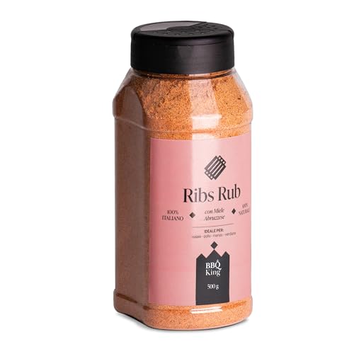 BBQ KING - Ribs Rub 500 Gr Pack, Dry Rub Pork Rib Bbq Ideal für Barbecue und Grill, 100% Made in Italy Küchengewürzset, Gewürzmischung für Rippchen (Saint Louis oder Baby Back) von BBQ KING SPICES ARE ALWAYS THE SECRET