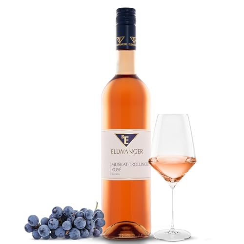 2023er Muskat-Trollinger Rosé | Roséwein | Sommerwein mit frischen Rosen- und Lychee-Aromen | Feinwürziger Abgang | Perfekt für den Sommergenuss (0,75 Liter, 2023er Muskat Trollinger) von BE ELLWANGER