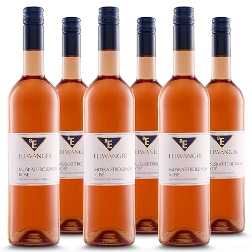 2023er Muskat-Trollinger Rosé | Roséwein | Sommerwein mit frischen Rosen- und Lychee-Aromen | Feinwürziger Abgang | Perfekt für den Sommergenuss (6x0,75 L, Muskat Trollinger) von BE ELLWANGER