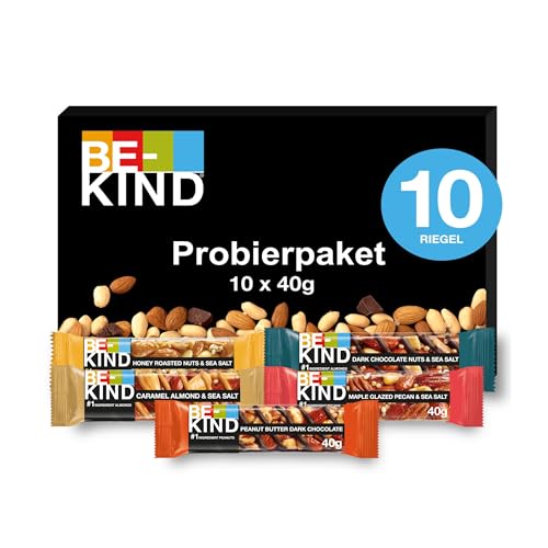 BE-KIND® Probierpaket, 10er Box mit 5 verschiedenen Geschmacksrichtungen, 10 x 40g Riegel von BE-KIND