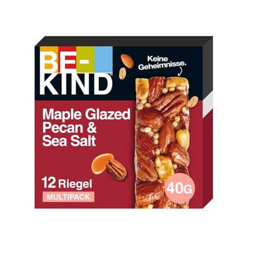 BE-KIND Riegel, glutenfreie Snack-Riegel, Maple Glazed Pecan & Sea Salt, hoher Ballaststoffgehalt, ohne künstliche Farb-, Aroma- oder Konservierungsstoffe, 12 x 40g von BE-KIND