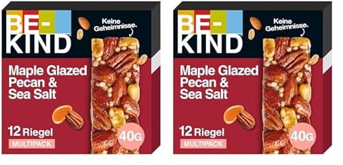 BE-KIND Riegel, glutenfreie Snack-Riegel, Maple Glazed Pecan & Sea Salt, hoher Ballaststoffgehalt, ohne künstliche Farb-, Aroma- oder Konservierungsstoffe, 12 x 40g (Packung mit 2) von BE-KIND