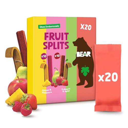 BEAR Fruit Splits Mixbox | 100% natürliche Zutaten | ohne Zuckerzusatz | Snacks für Kinder & Erwachsene | 20 Beutel x 20g | 400g von BEAR