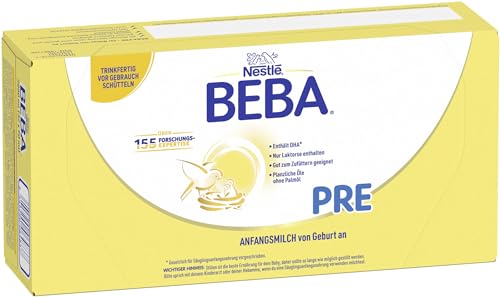 BEBA PRE Anfangsmilch trinkfertig, von Geburt an, nur Laktose, ohne Palmöl, 32er Pack (32 x 90ml) von BEBA