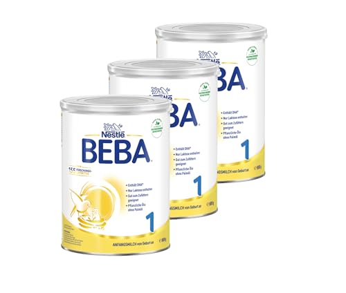 BEBA 1 Anfangsmilch von Geburt an, Babynahrung mit DHA, nur Laktose, ohne Palmöl, 3er Pack (3 x 800g) von BEBA