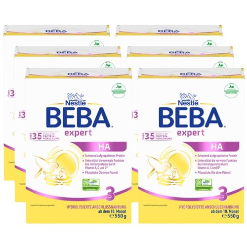 BEBA expert HA 3 Hydrolysierte Anschlussnahrung, ab dem 10. Monat, 6er Pack (6 x 550g) von BEBA