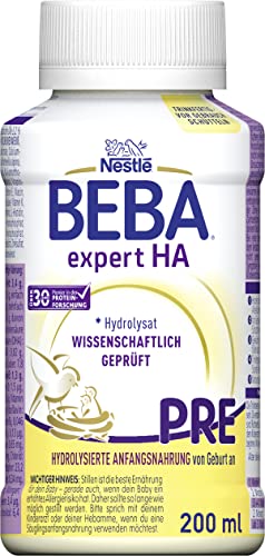 Nestlé BEBA EXPERT HA PRE Hydrolysierte Anfangsnahrung, Säuglingsnahrung von Geburt an, 1er Pack (1 x 200ml) von BEBA