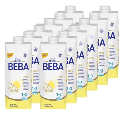 Nestlé BEBA JUNIOR, Milchgetränk ab dem 1. Geburtstag, trinkfertiges Milchgetränk im Tetra Pak, auf die Bedürfnisse von Kindern ab 1 Jahr abgestimmt, 12er Pack (12 x 500ml) von BEBA