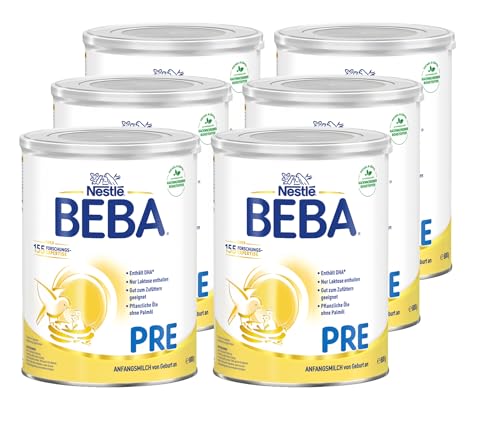 BEBA PRE Anfangsmilch von Geburt an, Babynahrung , nur Laktose, ohne Palmöl, 6er Pack (6 x 800g) von BEBA