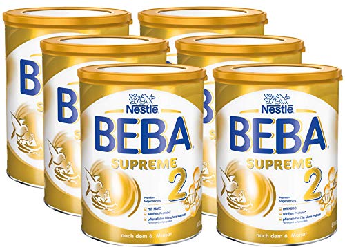 Nestlé BEBA SUPREME 2 Folgenahrung: nach dem 6. Monat, Pulver, im Anschluss an das Stillen, 6er Pack (6 x 800g) von BEBA