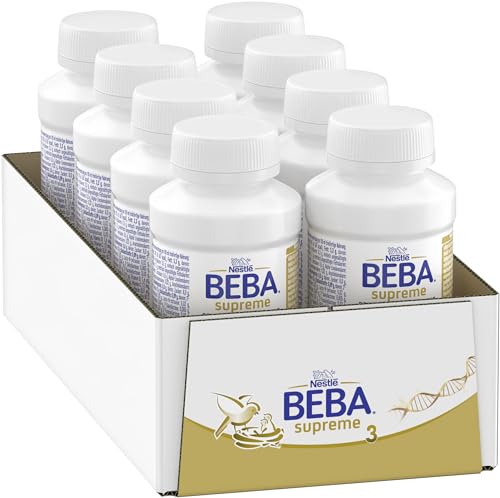 Nestlé BEBA SUPREME 3 Folgenahrung: ab dem 12. Monat, trinkfertig, im Anschluss an das Stillen, 8er Pack Fläschchen (8 x 200ml) von BEBA