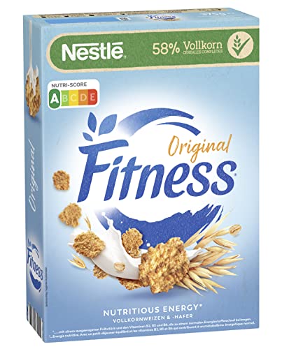 Nestlé FITNESS, Frühstücks-Flakes aus 57% Vollkorn, Frühstücks-Flakes mit weniger Zucker, mit Vitamin B2, B6, Calcium & Eisen, 1er Pack (1x375g) von BEBA