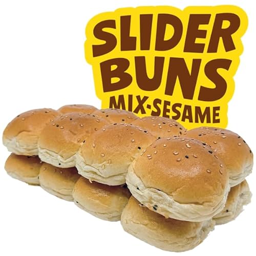 Mini Burger Brötchen - Sliders Burger Brötchen mit hausgemachter Qualität - Backwaren von Bekarei - Mix Sesamsamen, 16er Pack von BEKAREI