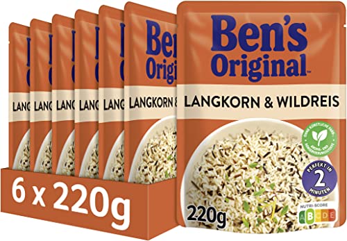 BEN’S ORIGINAL Ben's Original Express Reis Langkorn- und Wildreis, 6 Packungen (6 x 220g) von Ben's Original