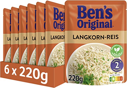 BEN'S ORIGINAL Express Reis, Schnell und Einfach, Original-Langkorn-Reis, 6 x 220g, 6 Packungen von Ben's Original