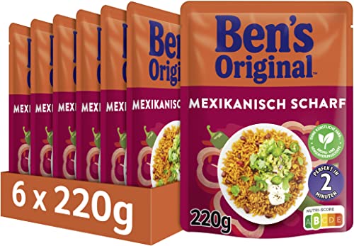 BEN'S ORIGINAL Express-Reis Mexikanisch Scharf, ideale Zubereitung von Gerichten in der Pfanne, 6 Packungen (6 x 220g) von Ben's Original