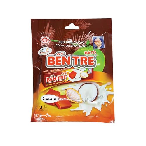 BEN TRE 5 Sorten Kaubonbon - Kakao Kokosnuss - Exotische Früchte Vegan Intensives Geschmackserlebnis ohne synthetischer Zusatzstoffe - Einzigartiges Candy Rezeptur Anwohner Vietnam von BEN TRE