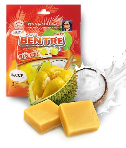 BEN TRE Kaubonbon Durian Kokosnuss - Exotische Früchte Vegan Intensives Geschmackserlebnis - ohne negativen Einfluss synthetischer Zusatzstoffe - Einzigartiges Candy Rezept Anwohner Vietnam von BEN TRE