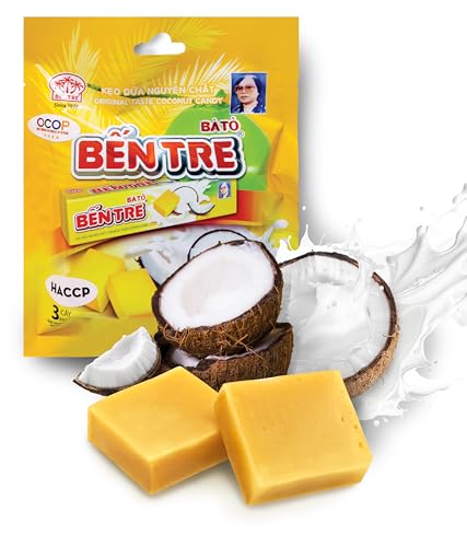 BEN TRE Original Kokosnuss Kaubonbon Maoam Style Natürlich Soft Intensives Geschmackserlebnis ohne negativen Einfluss synthetischer Zusatzstoffe Einzigartiges Rezept Anwohner Mekong Delta Vietnam (1) von BEN TRE