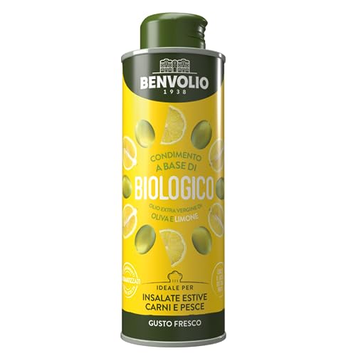 BENVOLIO Bio-Zitronenöl 250ml - Kaltgepresst aus Ausgewählten Oliven, Aromatisiert mit Echtem Zitrone: Ideal für Salate, Fleisch und Fisch - Reich an Vitamin E & C, 100% Natur, Verdauungsfördernd. von BENVOLIO