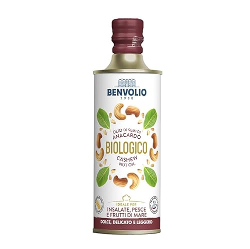 BENVOLIO - Bio Cashewnussöl - 500ml - Nachhaltige Alternative zu BIO Erdnussöl, Hoher Rauchpunkt und Thermische Stabilität für Frittieren und Kochen - Cashew-Nuss-Öl (1, anacardi) von BENVOLIO