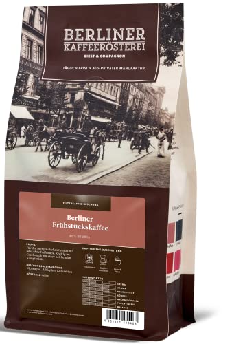 Berliner Kaffeerösterei - Berliner Frühstückskaffee (250g / ganze Bohne), Röstgrad Kaffee: mittel, 100% Arabica Bohnen, Aromaprofil: Nussig/Röstig/Süß von BERLINER KAFFEERÖSTEREI GIEST & COMPAGNON