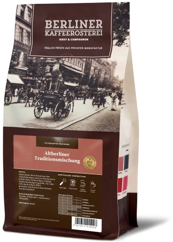 Berliner Kaffeerösterei - Altberliner Traditionsmischung (1000g / gemahlen), Röstgrad Kaffee: mittel, 100% Arabica Bohnen, Aromaprofil: Nussig/Röstig/Süß von BERLINER KAFFEERÖSTEREI GIEST & COMPAGNON