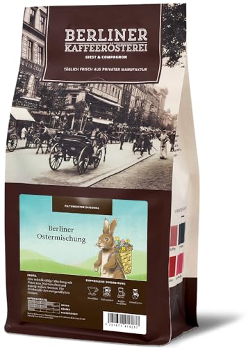 Berliner Kaffeerösterei - Berliner Ostermischung (250g / ganze Bohne), Röstgrad Kaffee: mittel, 100% Arabica Bohnen, Aromaprofil: Nussig/Süß/Würzig von BERLINER KAFFEERÖSTEREI GIEST & COMPAGNON