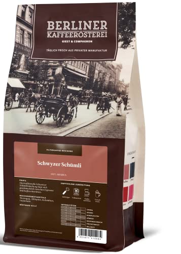 Berliner Kaffeerösterei - Schwyzer Schümli (1000g / ganze Bohne), Röstgrad Kaffee: mittel, 100% Arabica Bohnen, Aromaprofil: Fruchtig/Nussig/Röstig von BERLINER KAFFEERÖSTEREI GIEST & COMPAGNON