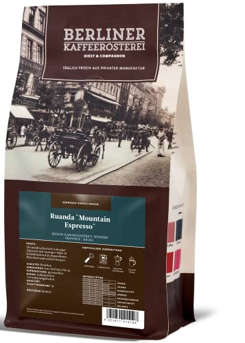 Berliner Kaffeerösterei - Ruanda Mountain Espresso (1000g / ganze Bohne), Röstgrad Kaffee: dunkel, 100% Arabica Bohnen, Aromaprofil: Nussig/Schokoladig/Würzig von BERLINER KAFFEERÖSTEREI GIEST & COMPAGNON