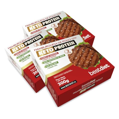 Keto Protein Bestdiet - Hähnchen-Burger mit hohem Proteingehalt - Packung mit 6 Einheiten (3 Schachteln) à 200g - Bestdiet von BEST DIET