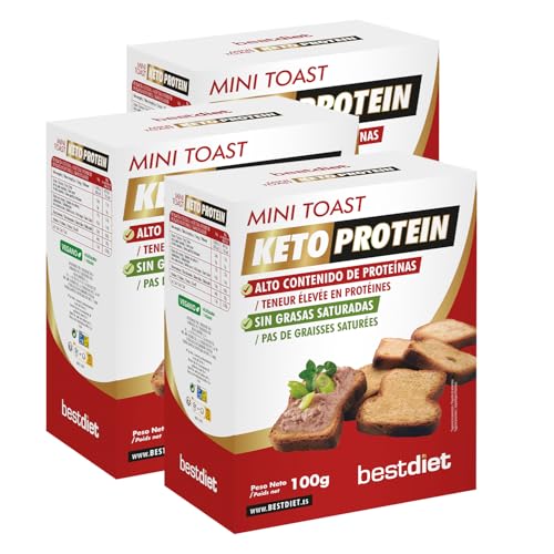 Keto Protein Bestdiet - Mini Toast - Hoher Proteingehalt - hilft bei der Fettverbrennung - (Pack 3 x 100 g) von BEST DIET