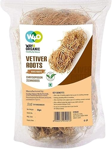 BETT W4O Pure Vetiver Root/Dried Khus-Khus/Vetiveria Zizanioides (50 Gramm), junge Wurzeln, nicht gealterte gereifte Wurzeln, natürliches pflanzliches Kühlmittel – Way4Organic von BETT