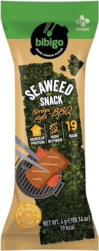 BIBIGO Seealgen Snack, gewürzt, Korean BBQ - 6 x 4 g von BIBIGO