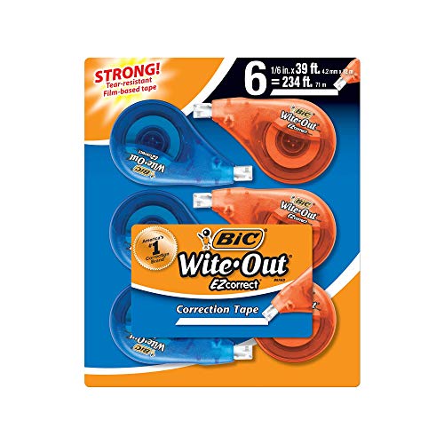 An Item of BIC Wite-Out Brand EZ Correct Correction Tape, White, 6 Count - Pack of 1 von BIC