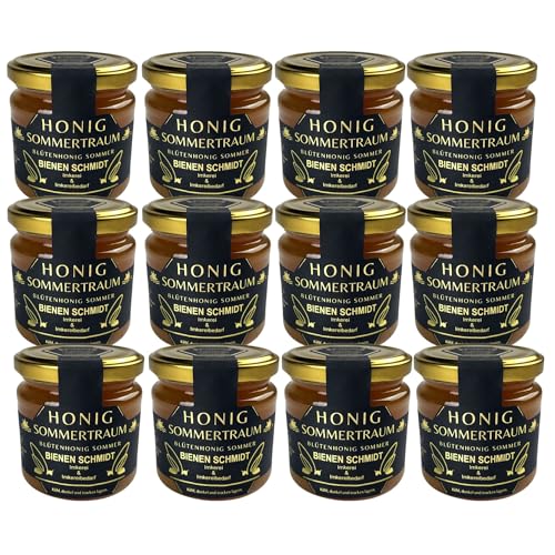 12x Original Deutscher Honig Sommerblütenhonig 250g im Glas aus Oberfranken (Nord-Bayern) Honig rein und natürlich von BIENEN SCHMIDT