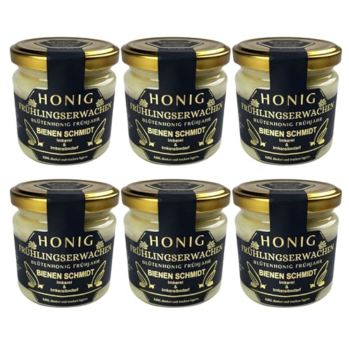 6x Original Deutscher Honig Frühtracht 250g im Glas cremig gerührt Regionales Produkt aus Oberfranken (Nord-Bayern) Honig rein und natürlich von BIENEN SCHMIDT