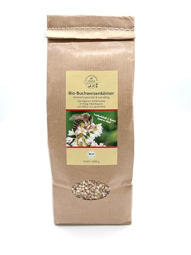 Bio-Buchweizenkörner 1000 g, glutenfrei, schonend geschält ohne Wärmezufuhr und in Oberbayern/Deutschland angebaut, keimfähig, vegan, vegetarisch von BIO-Manufaktur ERBER 100% Natur