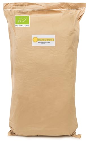 Bio Dinkelmehl Type 630-25kg - vielseitiges Mehl für Brot, Kuchen & Gebäck - 100% Natur - ideal für Hobbybäcker & Profis von BIOBUDDYS