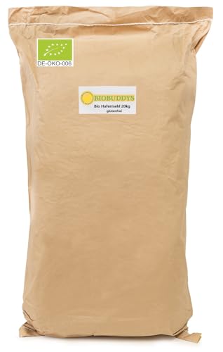 Bio Hafermehl | fein gemahlen & vollkorn | glutenfrei | ideal für Backen, Kochen & Porridge | vegan & ohne Zusätze | 20kg von BIOBUDDYS