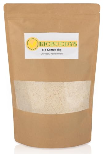 Bio Kamutvollkornmehl 1kg – Urgetreide Bio Kamutmehl aus dem ganzen Bio Khorasan Urweizen von BIOBUDDYS