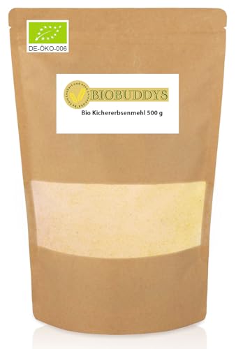 Bio Kichererbsenmehl 500g - Kichererbsenmehl vielseitig, glutenfrei, proteinreich, Bio-Qualität, Vegan, Ideal für Backen, Kochen & Pfannkuchen- ideal für Falafel von BIOBUDDYS