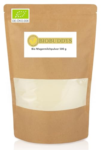 Bio Magermilchpulver 500g - Milchpulver zum Backen, als Kaffeeweißer oder zur Eis- und Joghurt-Herstellung von BIOBUDDYS