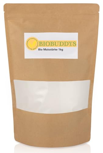 Bio Maisstärke 1kg - Puddingpulver glutenfrei & gein – ideal für Saucen, Puddings und Backen, Alternative Speisestärke zur Kartoffelstärke von BIOBUDDYS