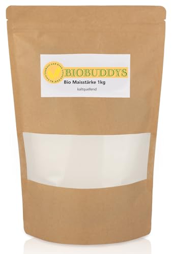 Bio Maisstärke 1kg kaltquellende Stärke - vielseitig und natürlich, vegan und glutenfrei, perfekte Alternative zur Kartoffelstärke von BIOBUDDYS