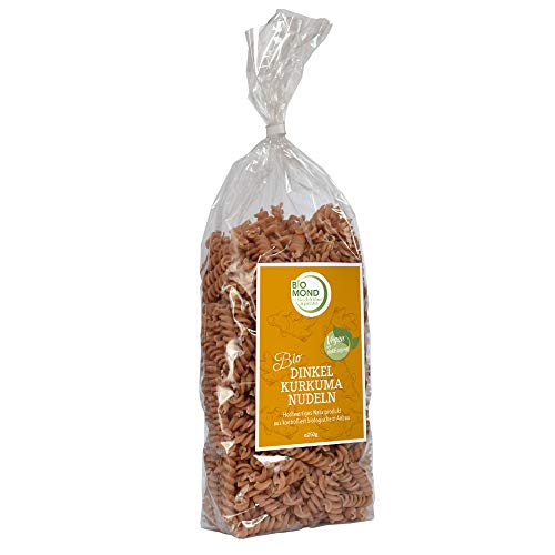 BIO Dinkel Kurkuma Nudeln Fusilli Pasta BIOMOND 250 g / Urdinkel / Kurkuma / ohne Ei / vegan / Rohkostqualität / Gourmetnudeln von BIOMOND