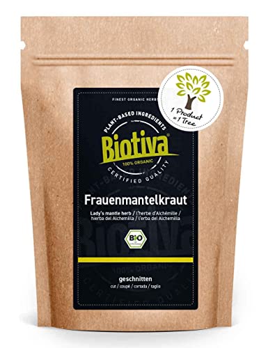 Frauenmantelkraut Bio 250g - hochwertigster Bio-Frauenmanteltee - Alchemilla - von Hebammen empfohlen - Abgefüllt und kontrolliert in Deutschland - Biotiva von Biotiva