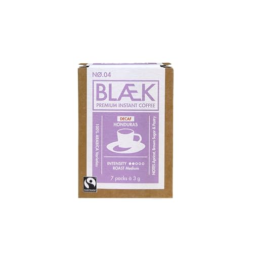 BLÆK Specialty Bio Instant Kaffee Decaf: Blaek Nø.4 Honduras entkoffeiniert | löslicher Premium Coffee To Go Box Sticks koffeinfrei säurearm & mild | Arabica Hochland Kaffeebohne Medium Roast von BLÆK