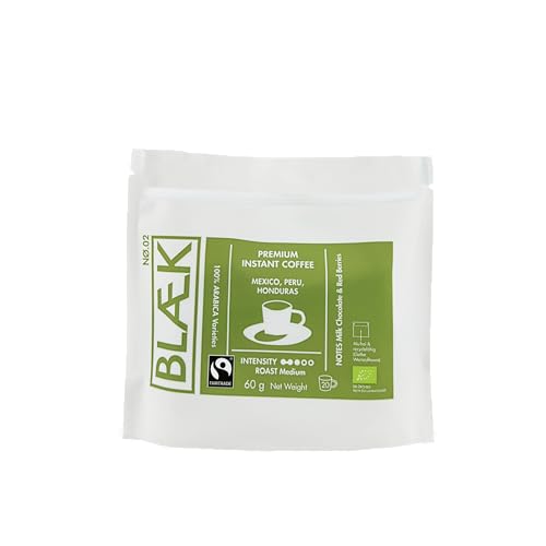 BLÆK Specialty Bio Instant Kaffee Nø.2 | Blaek Organic Coffee 60g Bag Peru: To Go Box Premiumkaffee löslich Sachet Sticks | Arabica Hochland Kaffeebohne süß | Camping Reise Festival Home Büro von BLÆK